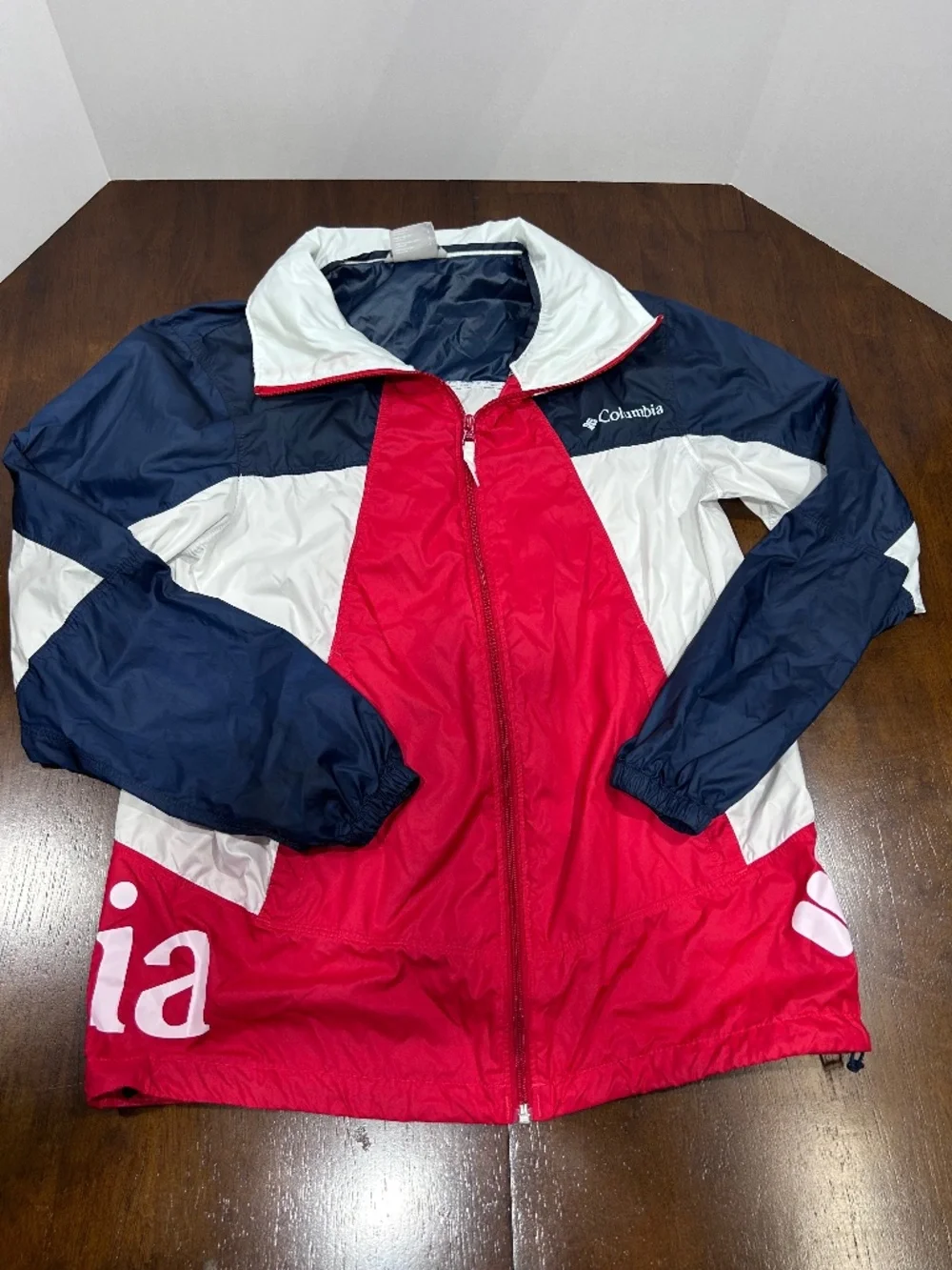 Columbia Windbreaker Rain Jacket Americana Red/White/Blue -POINT PARK SIZE-SMALL